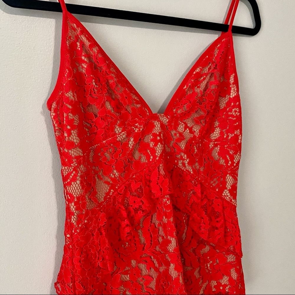 French Connection Ruffle Red Lace Tank Top - Picture 4 of 6